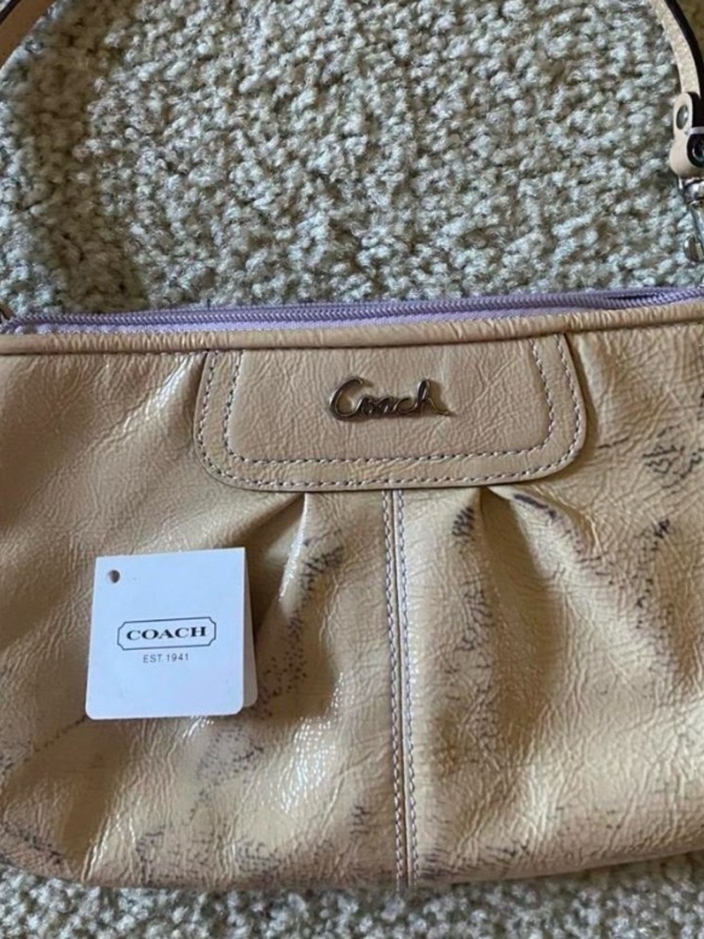 COACH Beige/lavender Leather Shoulder Bag